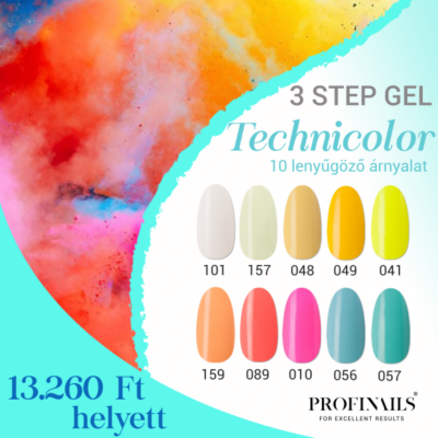 Profinails Gel Lac LED/UV lakkzselé 6g 10db-os szett #Technicolor