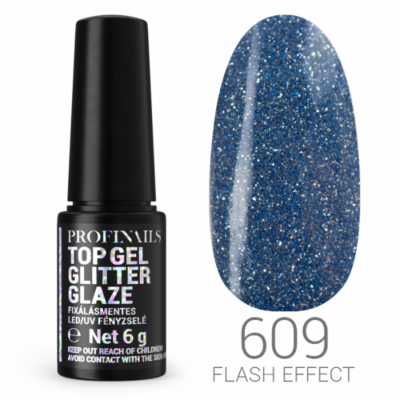 Profinails Top Gel Glitter Glaze Flash Effekt Fixálásmentes LED/UV Fényzselé 609